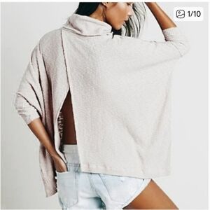Free People Cowl Neck Split Back Top